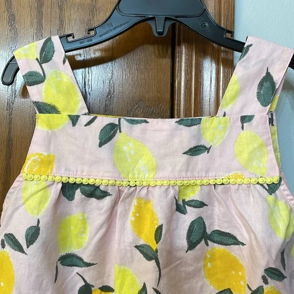 CARTERS NWT Girls Size 7 Lemon Print tank top pink yellow linen cotton 🍋 - Picture 3 of 11